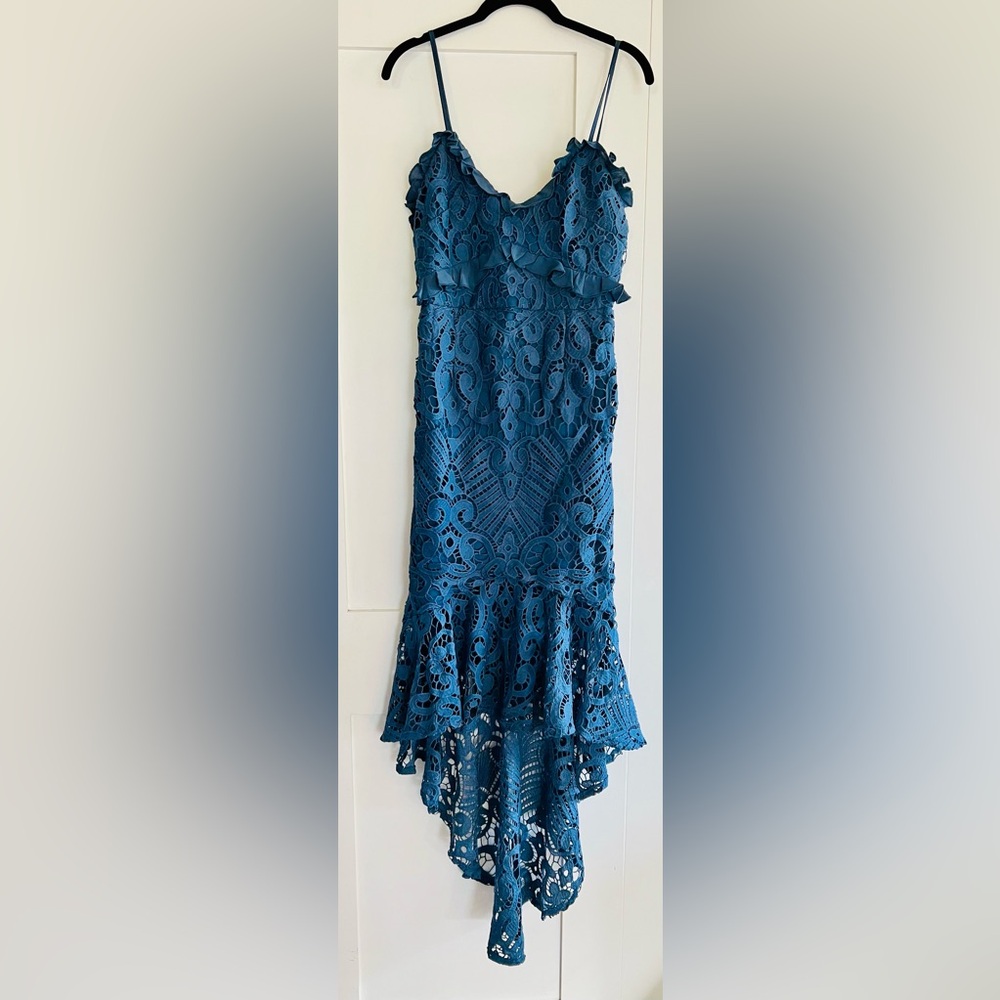 Selfie Leslie Blue High Low Lace Dress